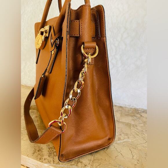 MICHAEL KORS Hamilton saddle saffiano leather shoulder bag satchel tote - Picture 5 of 9